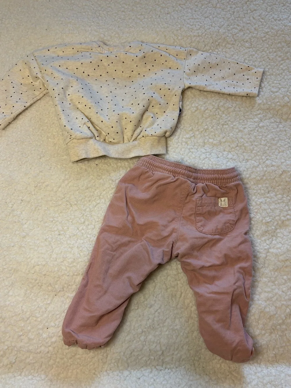 H&M Baby Girl 2-Piece Butterfly Sweatshirt & Pink Corduroy Pants Outfit Set